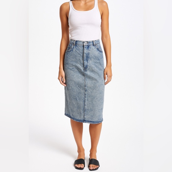 Vintage Jordache Acid Wash Denim Skirt 100% Cotton Size 14 (Measures Like A‎ 6 - Picture 2 of 11